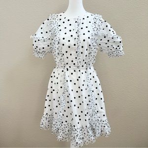 Topshop White Mini Dress with Black Polka Dots